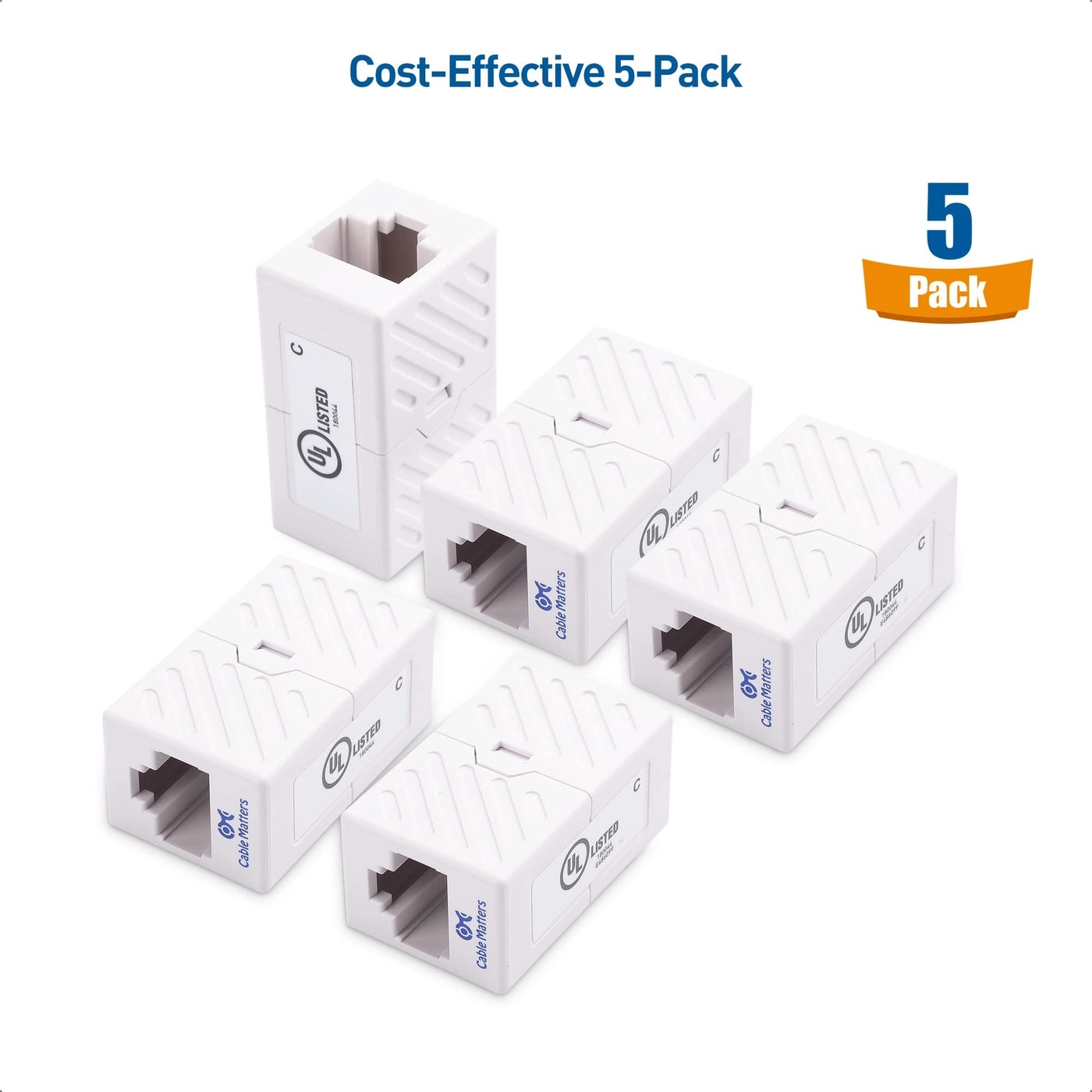 Cat 6 Ethernet Coupler - 5-Pack 10Gbps RJ45 Female to Female