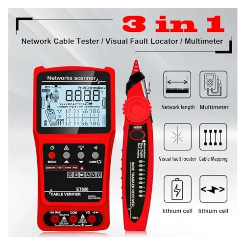 Network Cable Tester - 3in1 Multimeter Visual Fault Locator