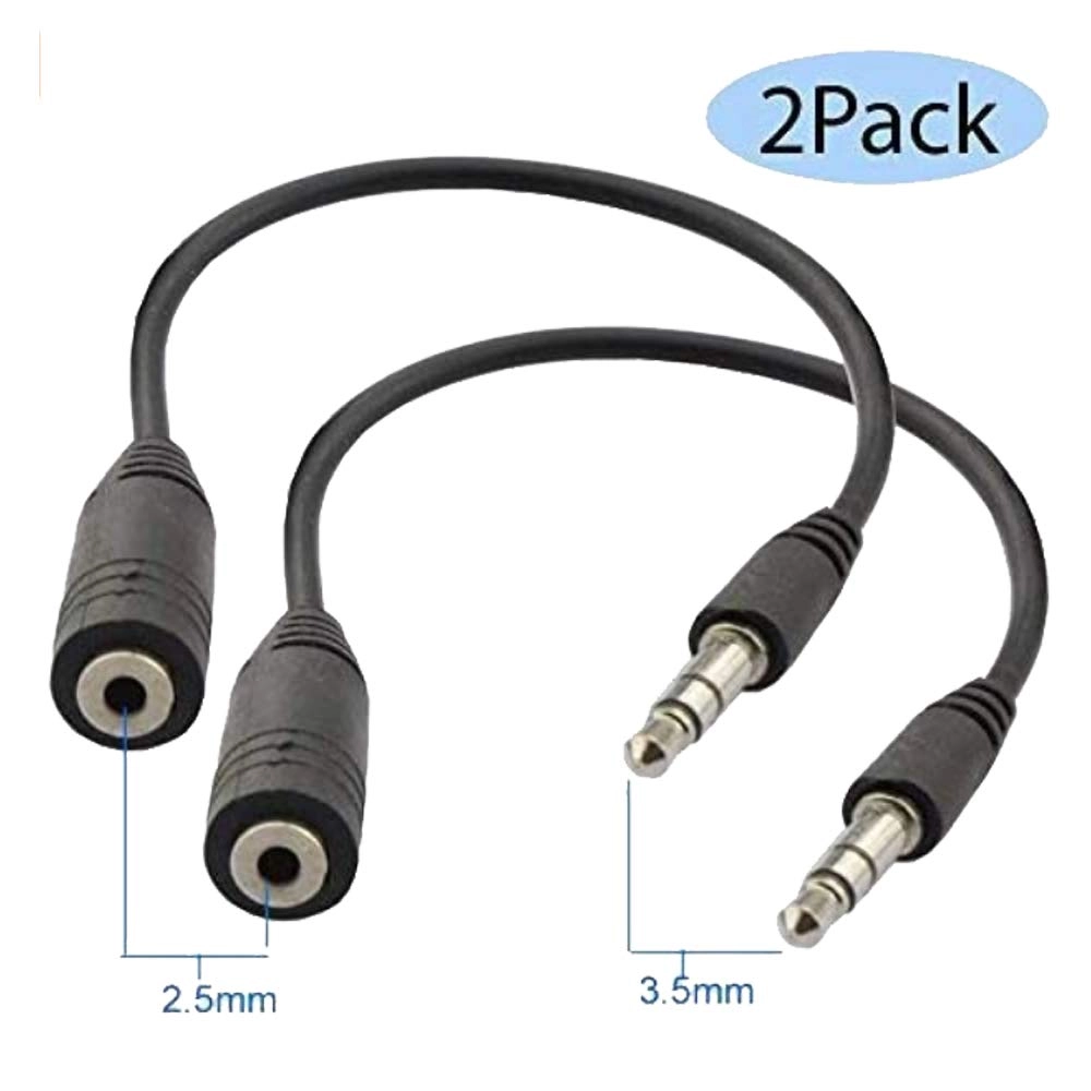 3.5mm Male to 2.5mm Female Headset Audio Adapter - 6 inch Pack