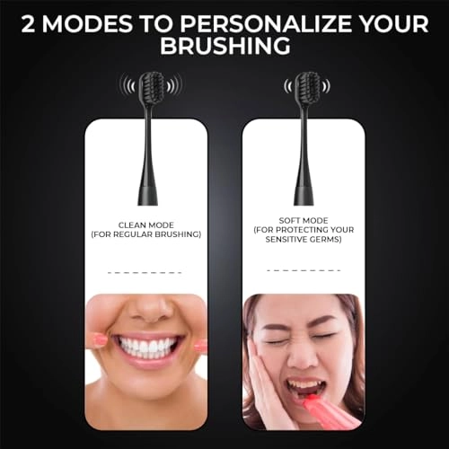 Super Sonic Electric Toothbrush - Charcoal Bristles Battery Powered 2 Cleaning Modes