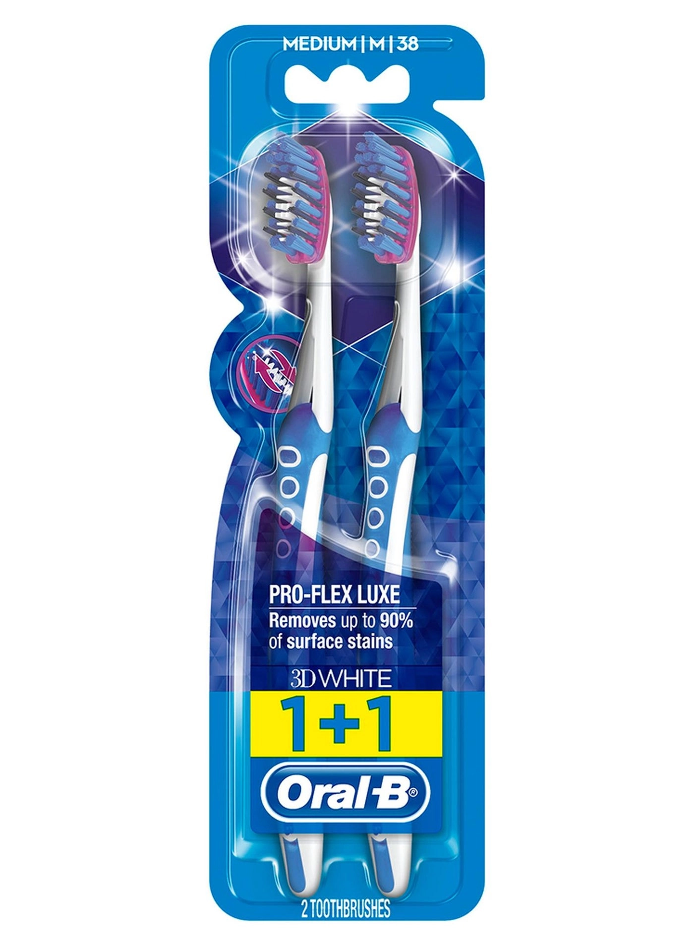 Oral-B 3D White Luxe Pro-Flex - Medium 2-Piece Pack