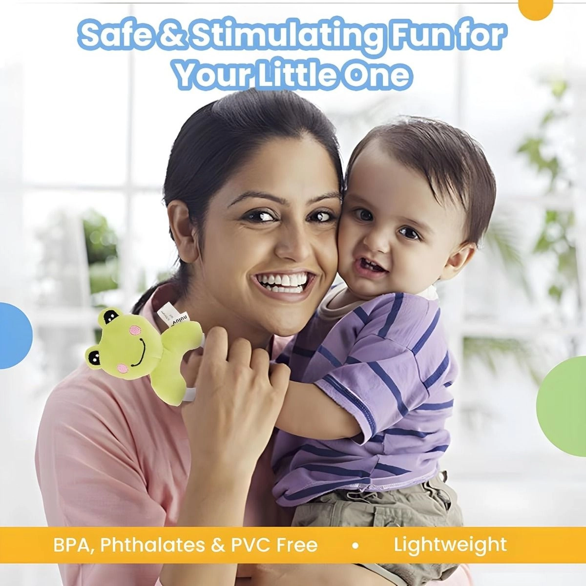 Playtime Frog Ring Rattle - Suitable For 0 to 12 Years soft fabric