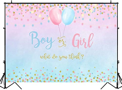 Gender Reveal Decoration - 7x5ft Vinyl Blue or Pink Dots