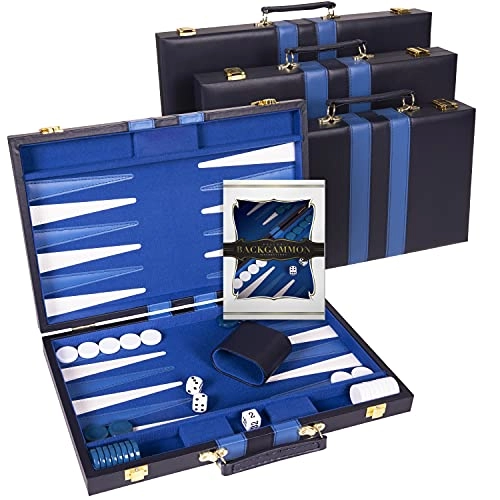 Backgammon Set - Premium Leather Case Strategy & Tip Guide