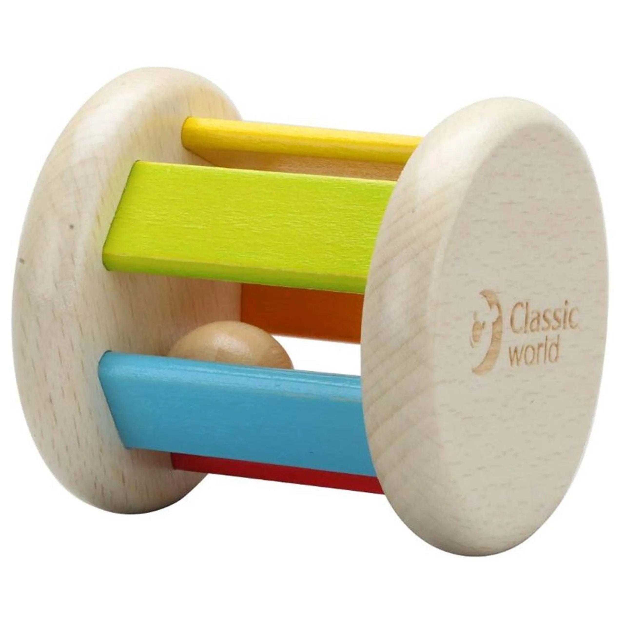 Classic World Roller Rattle - 6 months beechwood