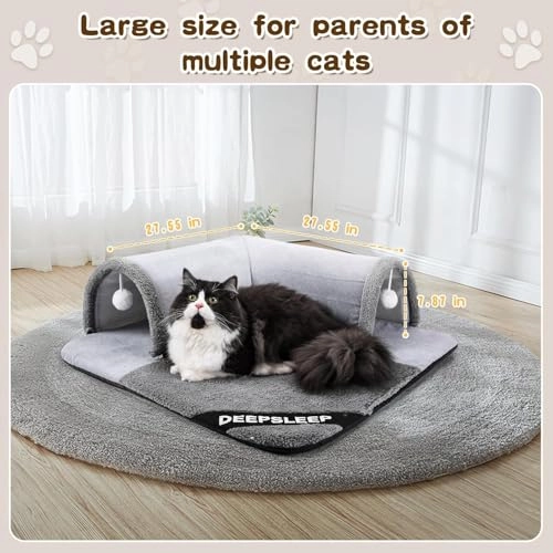 Cat Tunnel Bed - 70L x 60W x 22Th centimeters Cotton