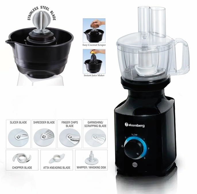 4G Food Processor Attachment - Atomberg Mixer Black