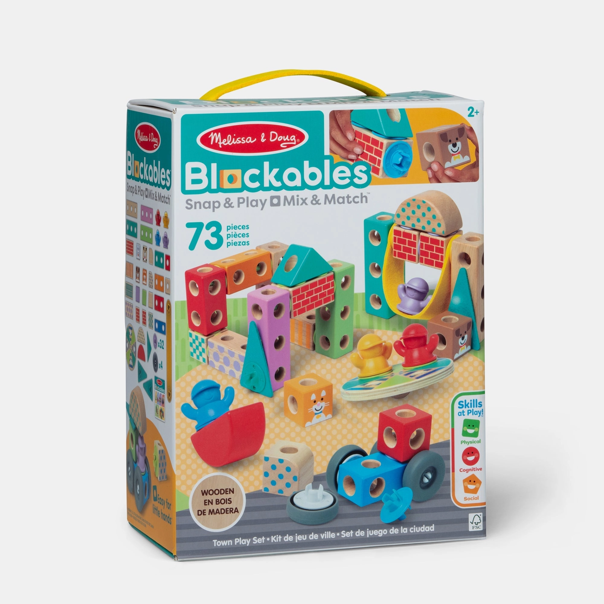 Melissa & Doug Wooden Blockables Town Set - 73 pcs