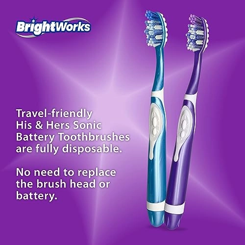 Sonic Battery Toothbrush - Soft Multi-Level Bristles Pack of 2