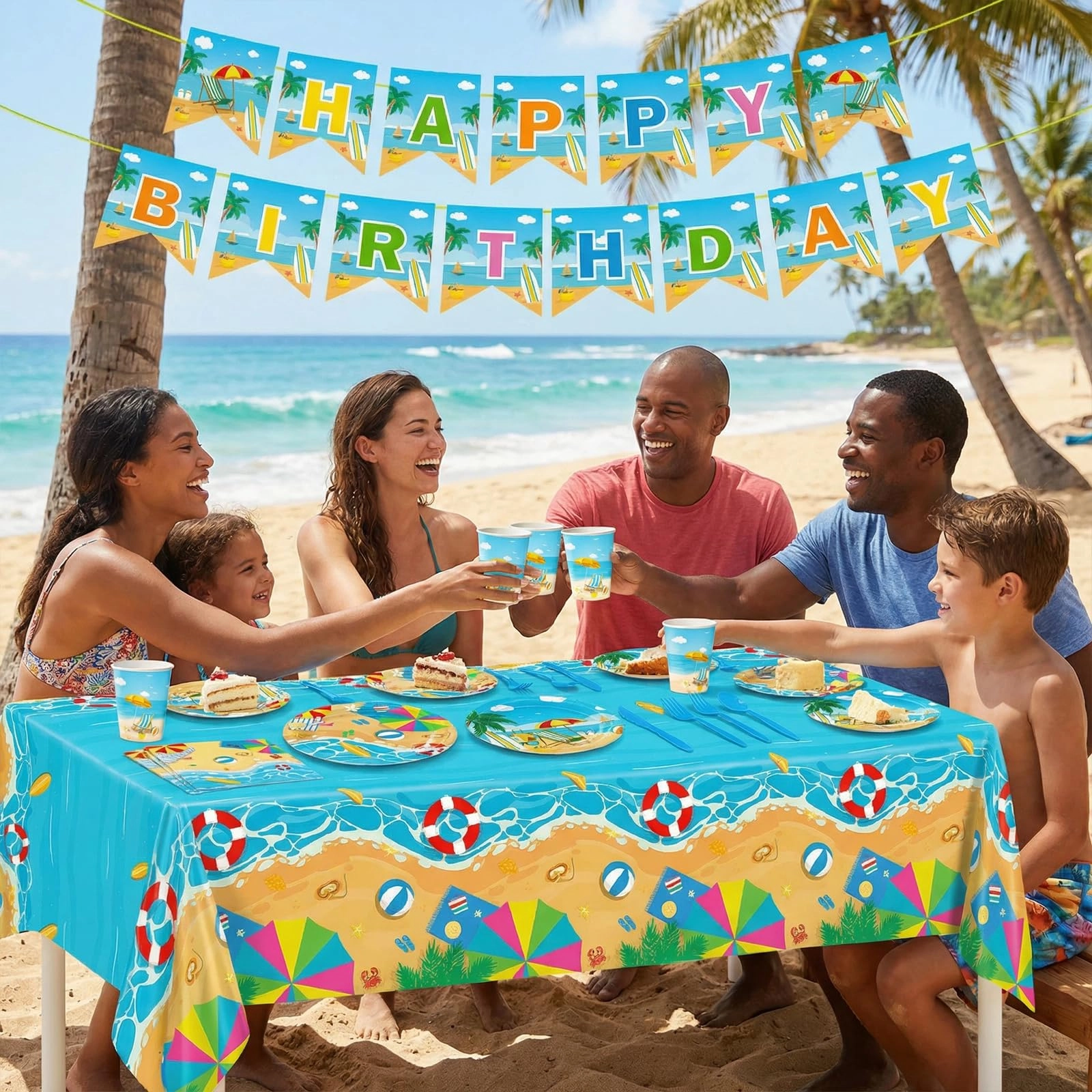 Summer Beach Party Supplies - 171pcs Birthday