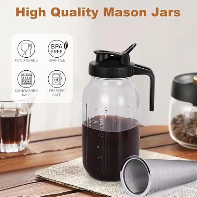 Cold Brew Coffee Maker - Heavy Duty Glass Body Stainless Steel Filter