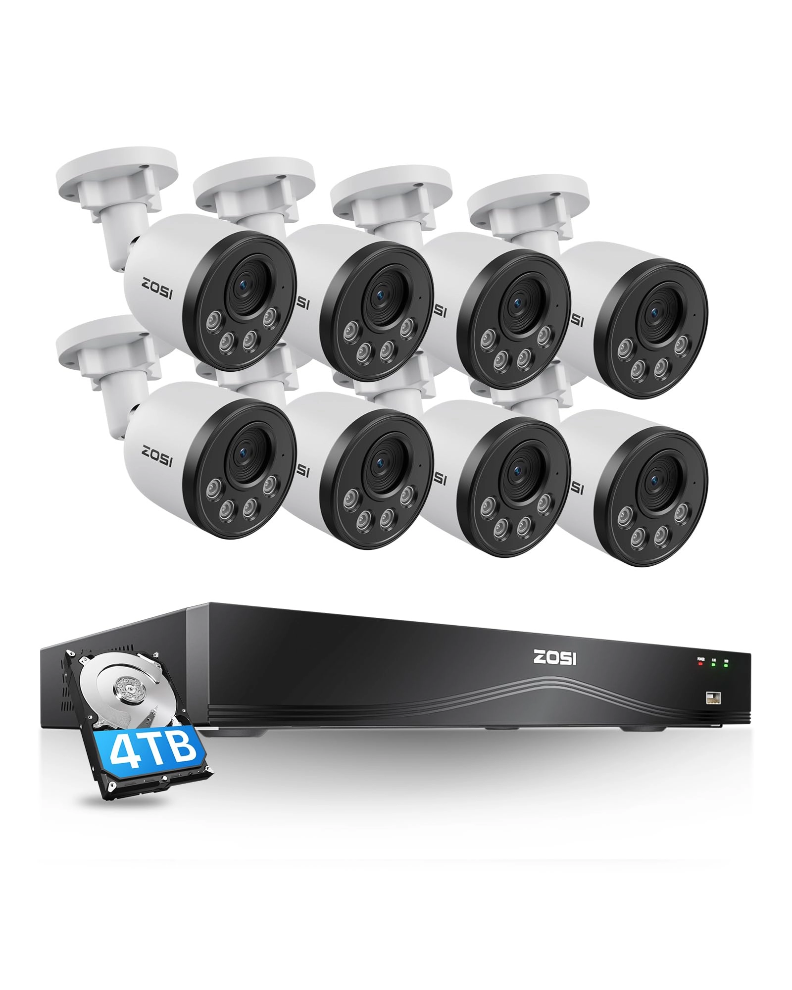 Zosi 16CH 4K PoE Security Camera System - 8pcs 8MP