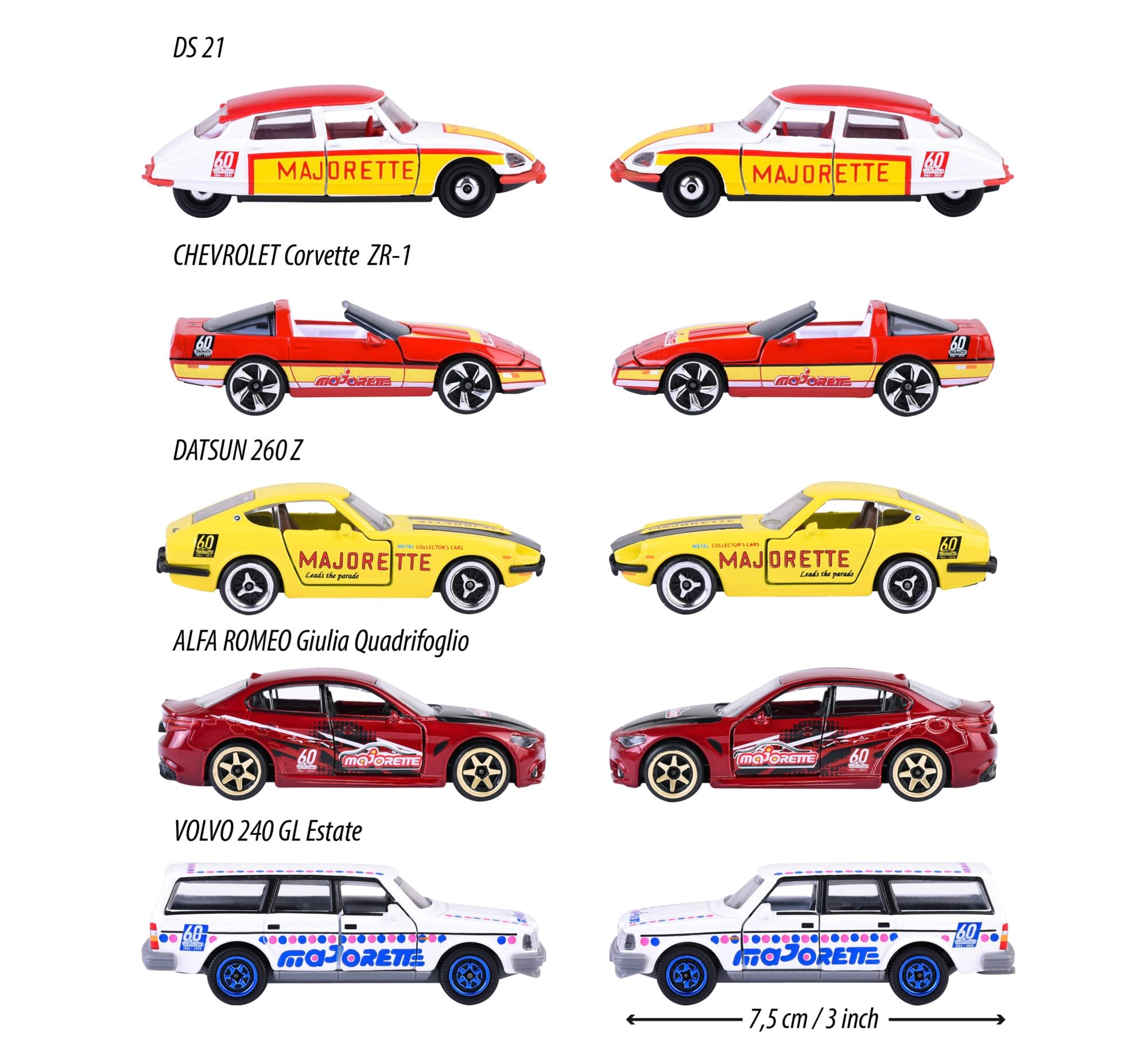 DS 21 + Datsun 260 Z + Volvo 240 GL + Corvette 1990 ZR-1 + Giulia - 5pcs