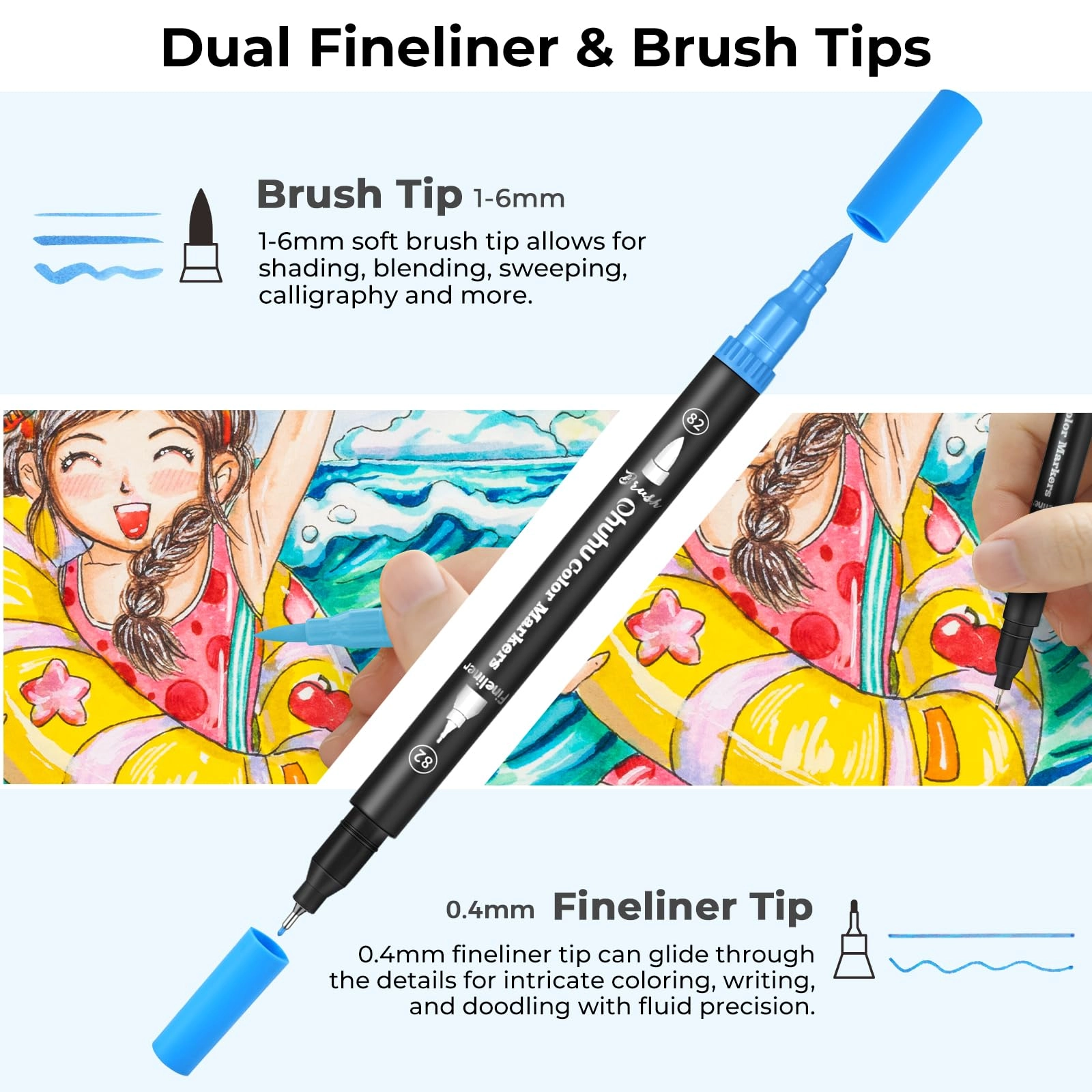 color markers - Black Dual Brush Fine Tip