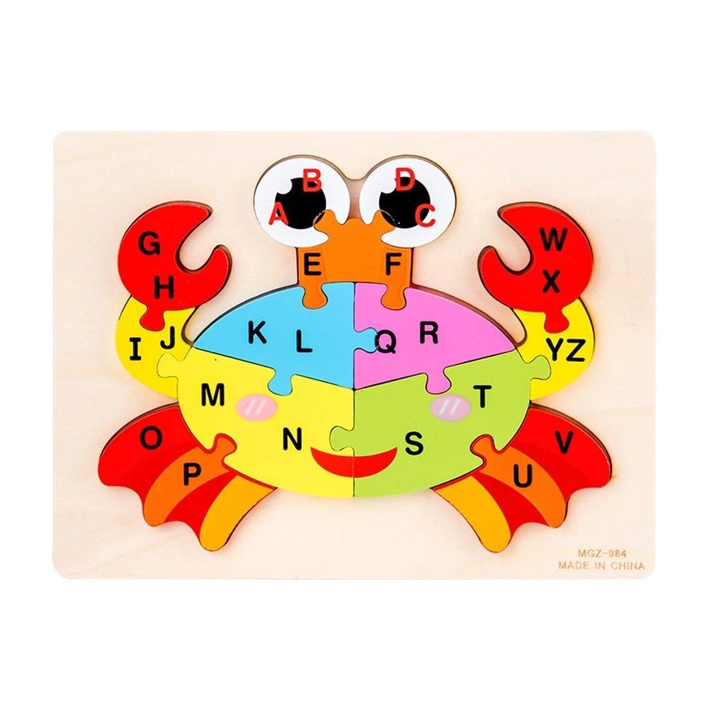 Wooden Animal Car Three-dimensional Jigsaw Puzzle - 3 years and up