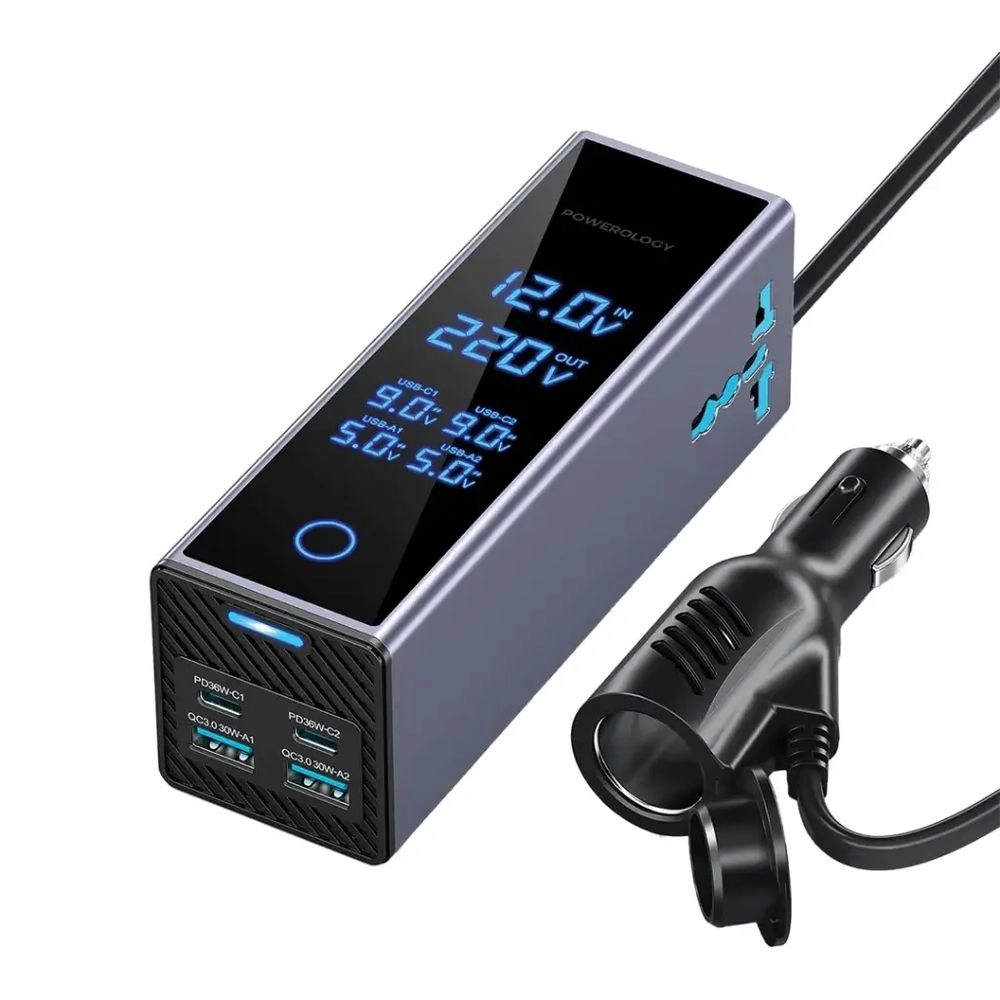 Powerology 2 AC Socket Car Power Inverter - 220V