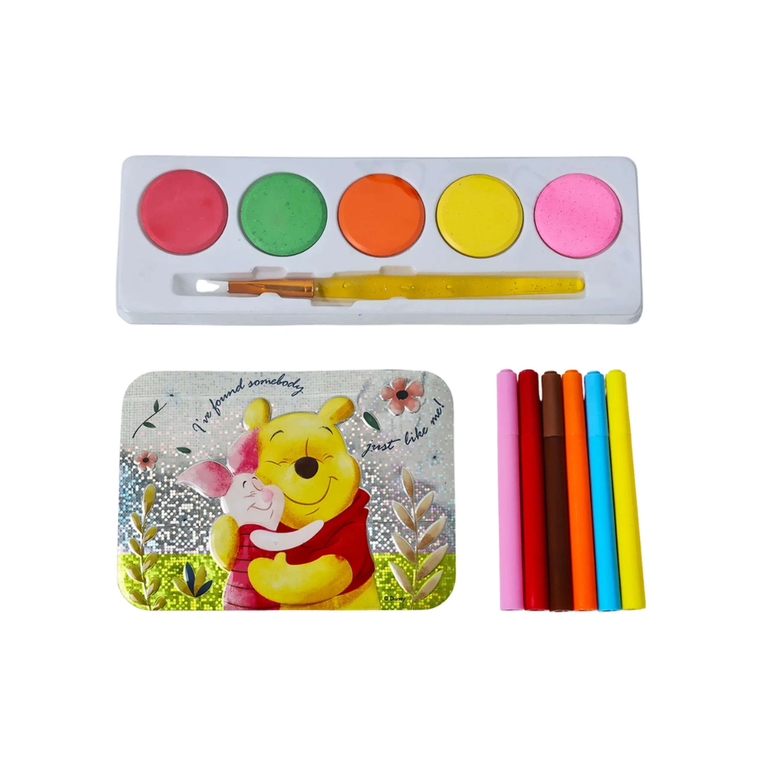 Winnie The Pooh Folding Art & Activity Case - Watercolour Set Markers Crayons Stencil