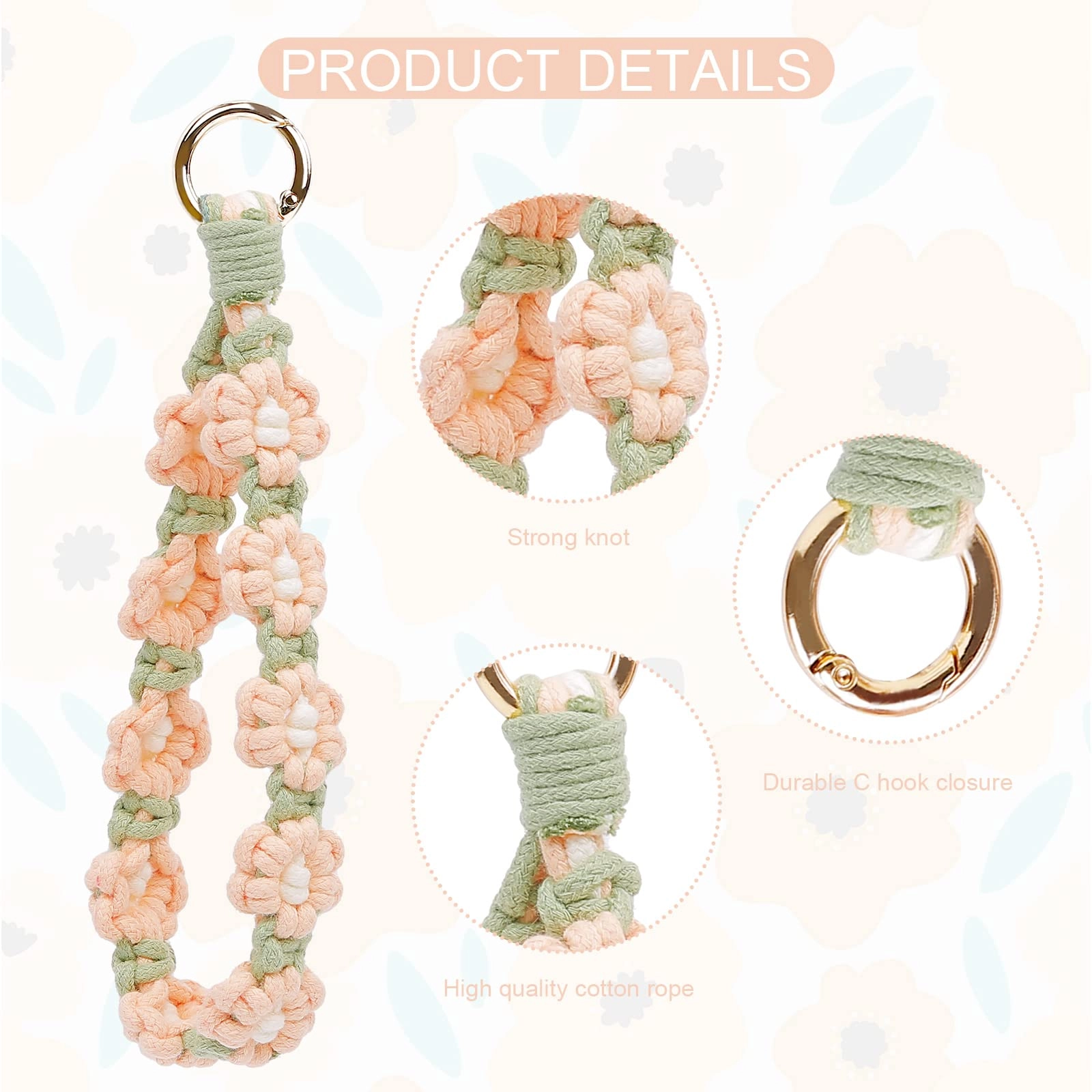 Boho Macrame Keychain - Car