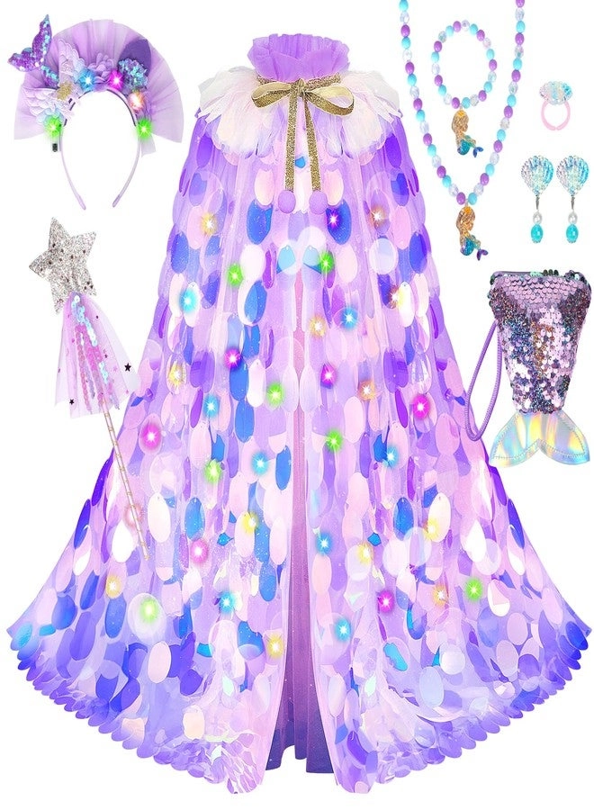 LIMIROLER Princess Dress Up - Rainbow Mermaid 9 Pcs Little Girls 3-8 Years 8 Gift Set