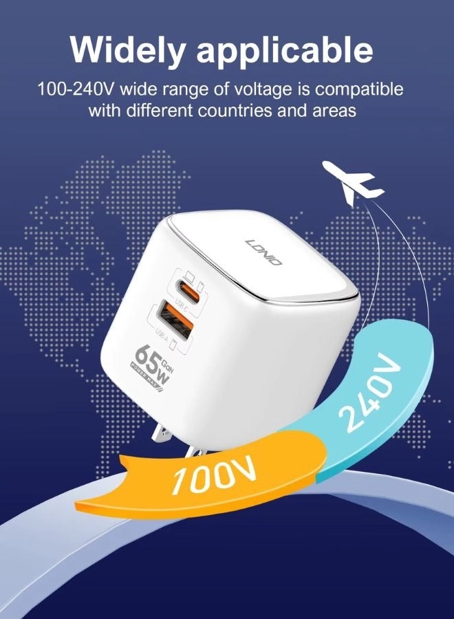 Universal Travel Adapter - US/UK/EU 65W