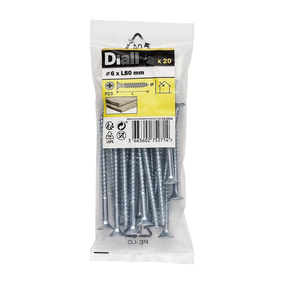Diall Wood screw - 6 x 80 mm