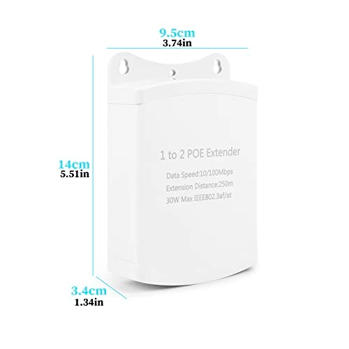 POE Extender - DC 48-57V 15.4 Watts Max 2 RJ45 port IEEE 802.3af/at 10/100Mbps 30 Watts Max
