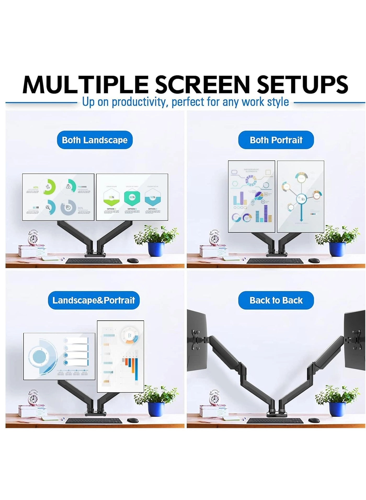 Dual Monitor Stand - 32 Inches 75x75/100x100mm