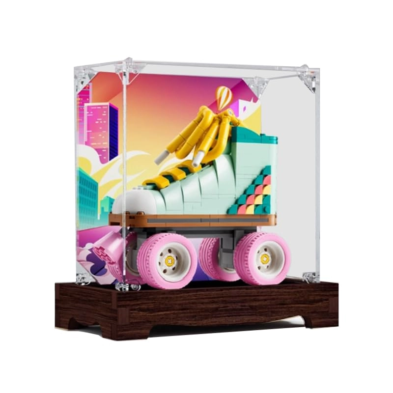 HCAEIOFJ Display Case for 31148 - 20x10x20cm Acrylic Walnut Bottom