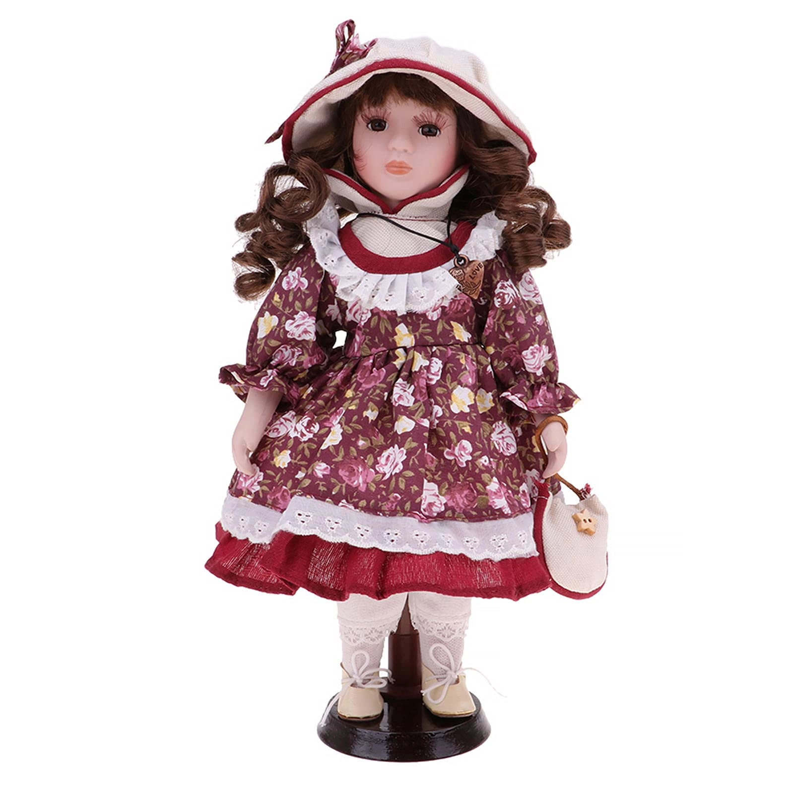 ZF4KJHQQWY Doll - 12 Inch Porcelain Floral Clothing