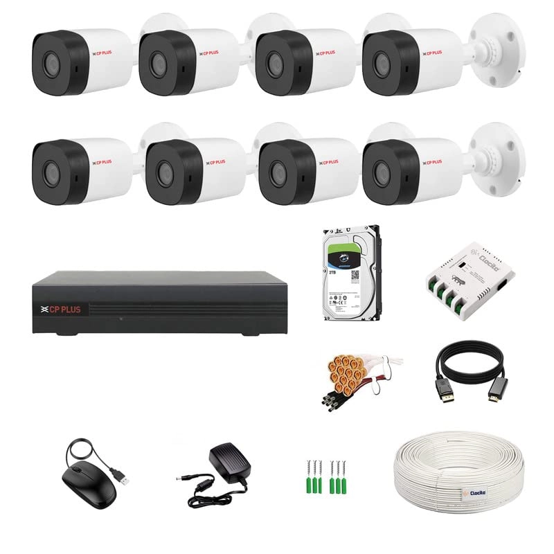 Aditya Infotech Ltd 8 Channel DVR + 5 MP Outdoor Camera + 5 MP Indoor Camera + Hard Drive - 2TB + 8 Channel Power Supply + CCTV Cable Bundle + HDMI+BNC/DC Set