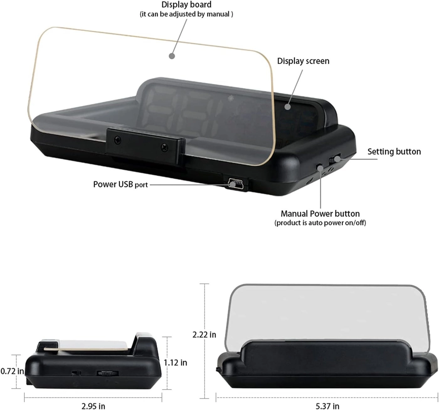 C500 - Heads Up Display Digital GPS Speedometer HD display