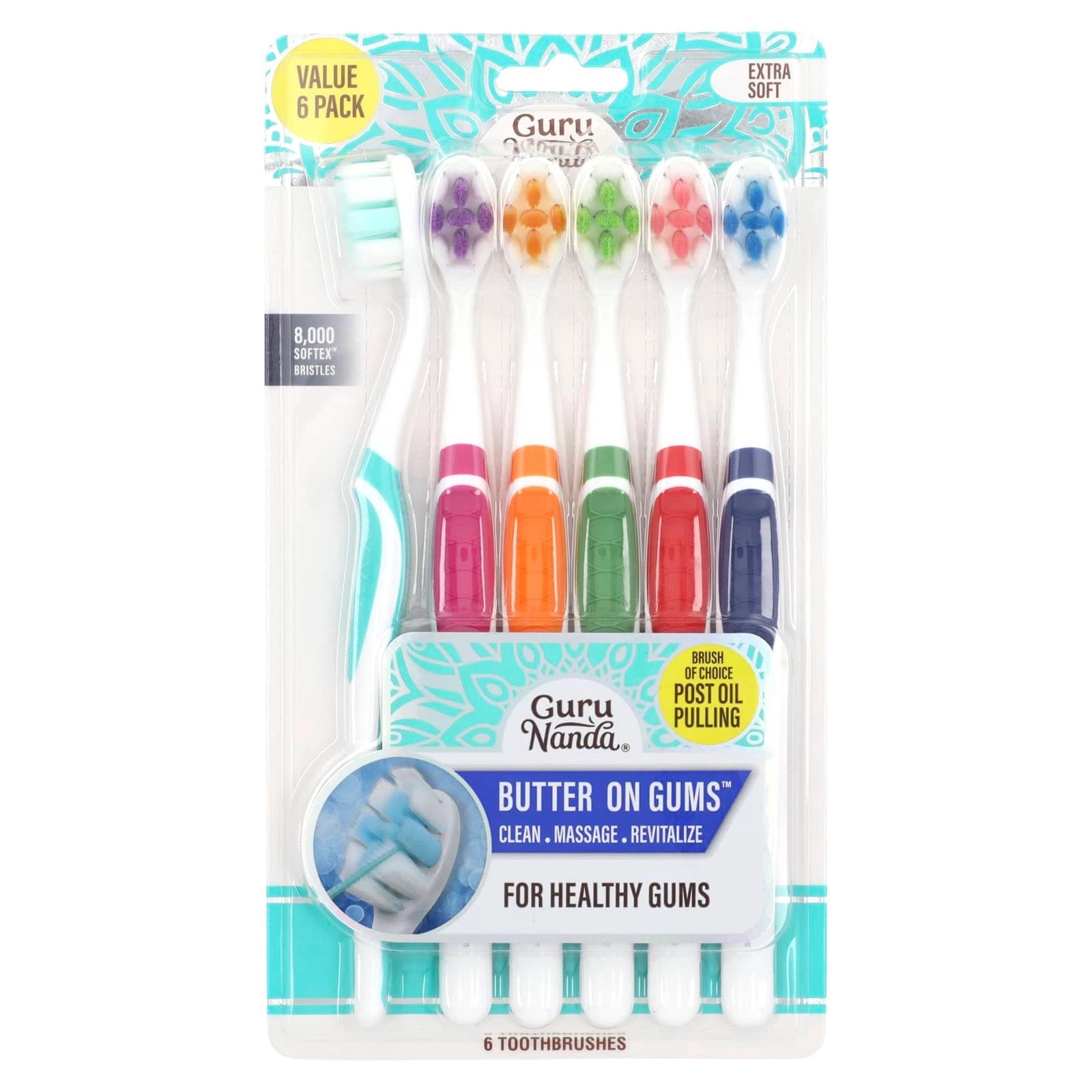 GuruNanda Bristle Toothbrush - Extra Soft 6-Piece Pack