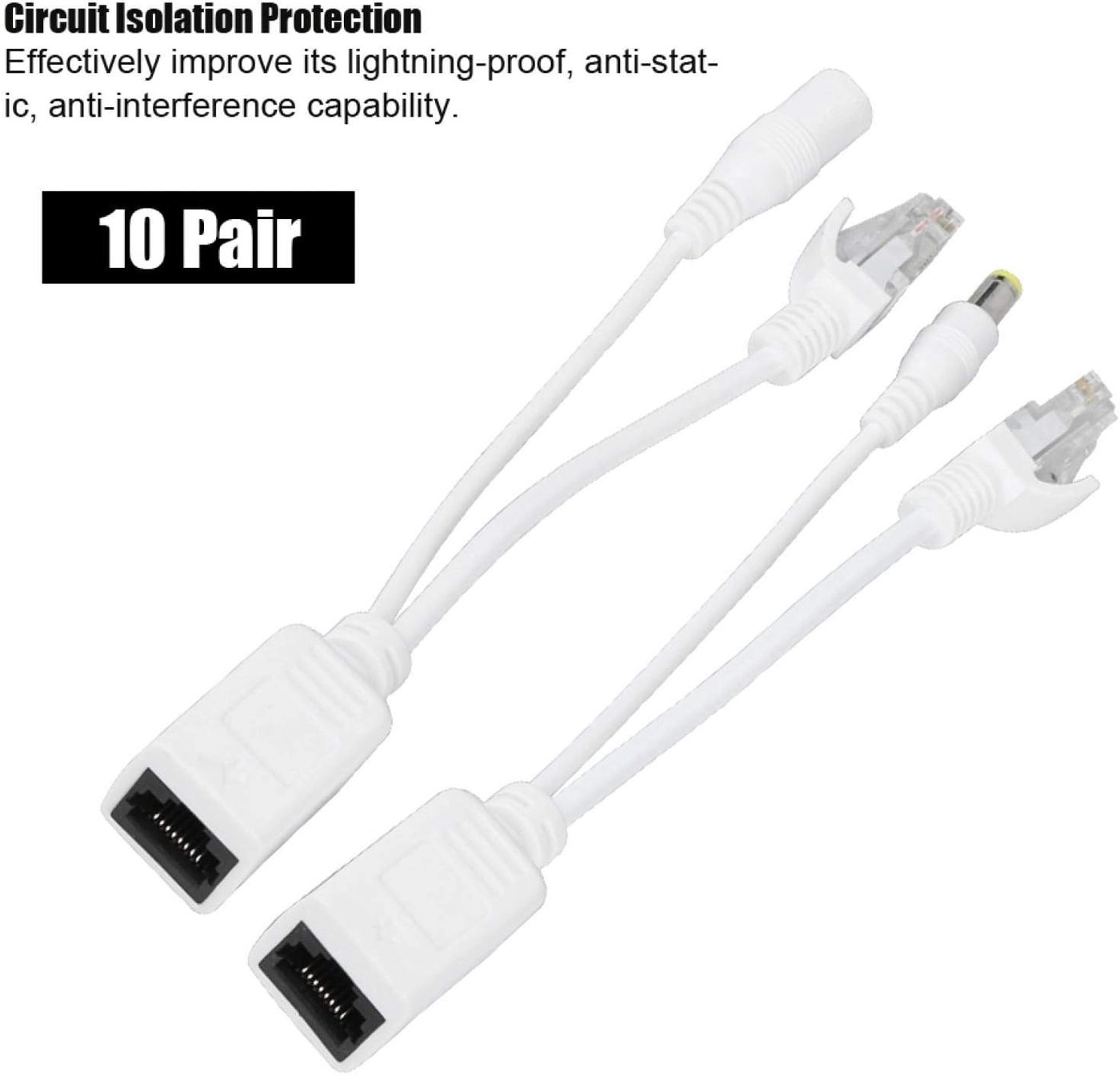 Power Over Ethernet Adapter Injector - 12V + Splitter