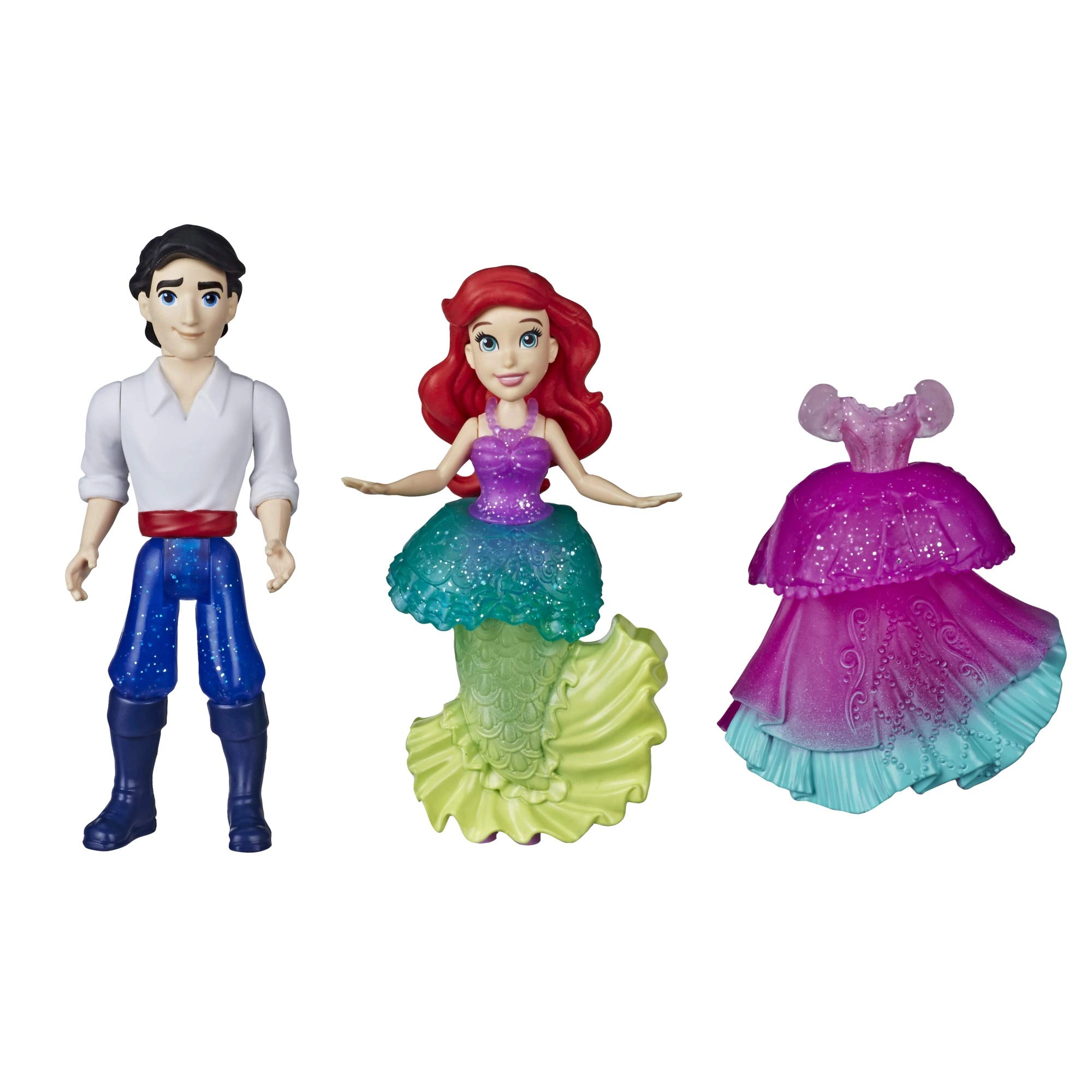 Disney Ariel Collectible Small Doll - 2 Dresses + Prince Eric Collectible Small Doll - Glittering Pants