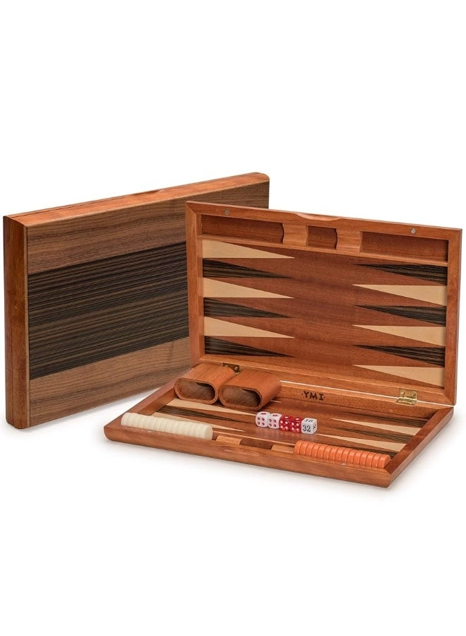 Wood Inlay Backgammon Game Set - Brown Acrylic