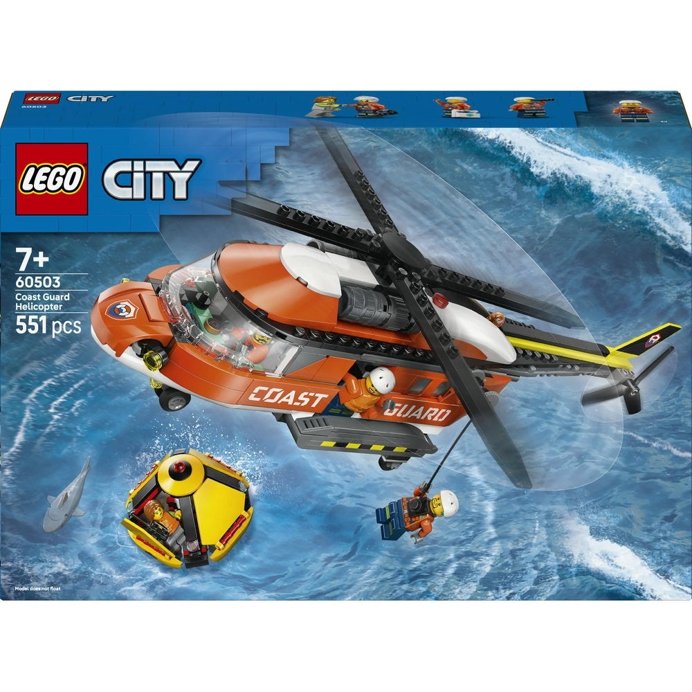 City Coast Guard Helicopter - Emergency Vehicle 4 Minifigures