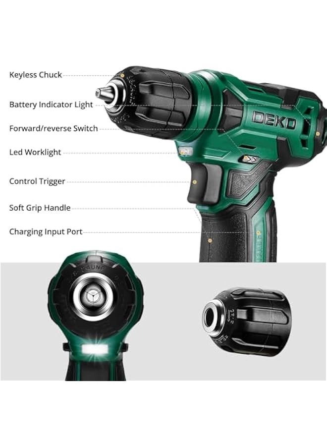 Cordless Drill + Toolbox + Hand Tool Set - 8V