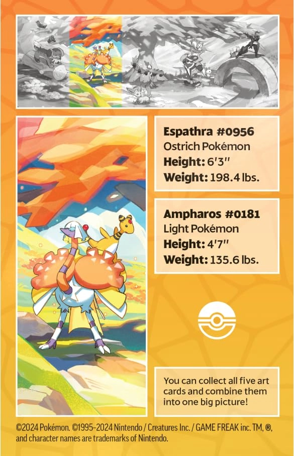 Vibrant Paldea Mini Tin - Espathra & Ampharos 2 Booster Packs 1 Sticker Sheet