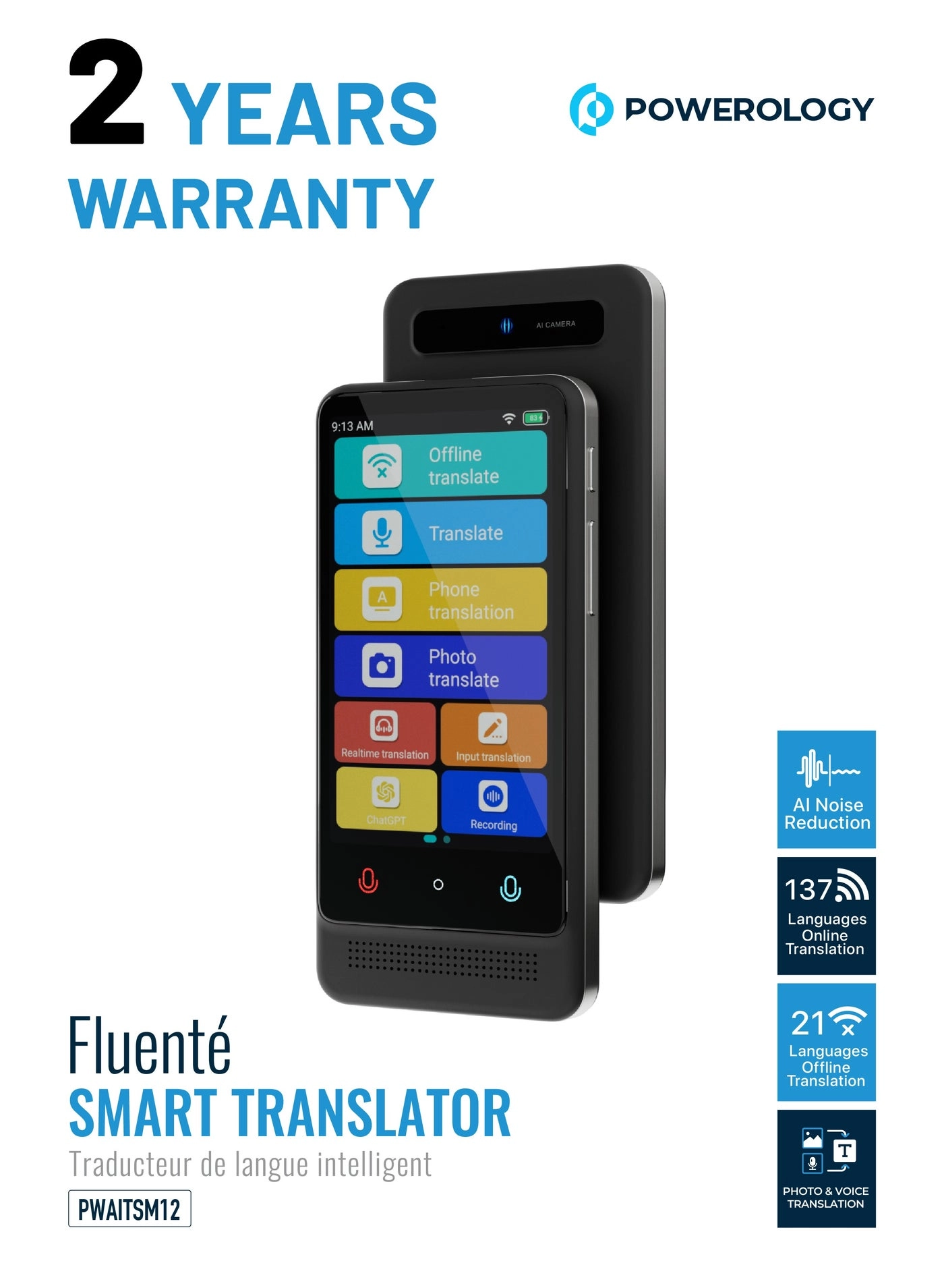 Fluente Smart Translator - 21 Languages Offline 137 Languages Online 16GB