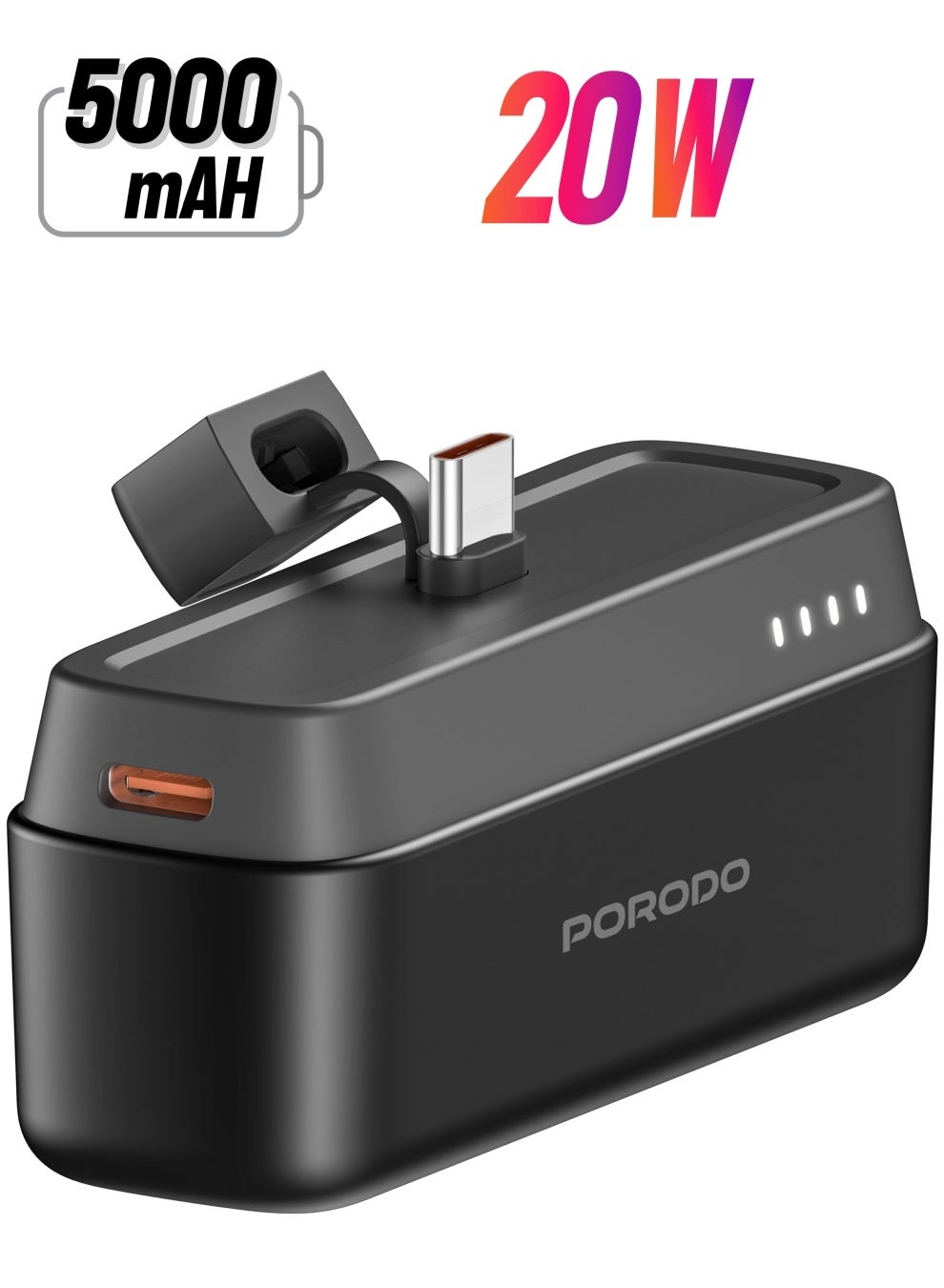 Porodo PD-PBFCH048-BK - 5000mAh 20W 1