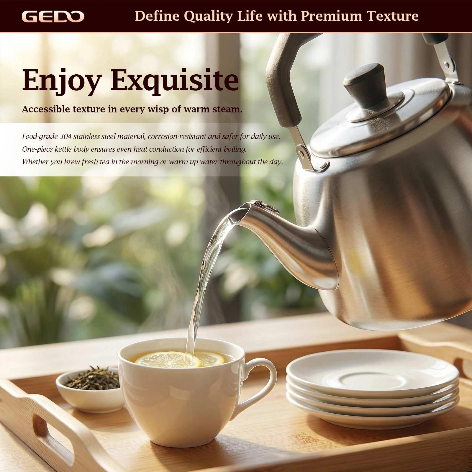 Stainless Steel Whistling Tea Kettle - 5.2 Quarts