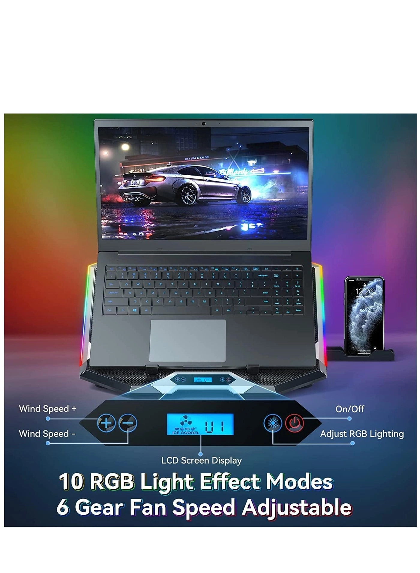 Gaming Laptop Cooling Pad - 8 Cooling Fans