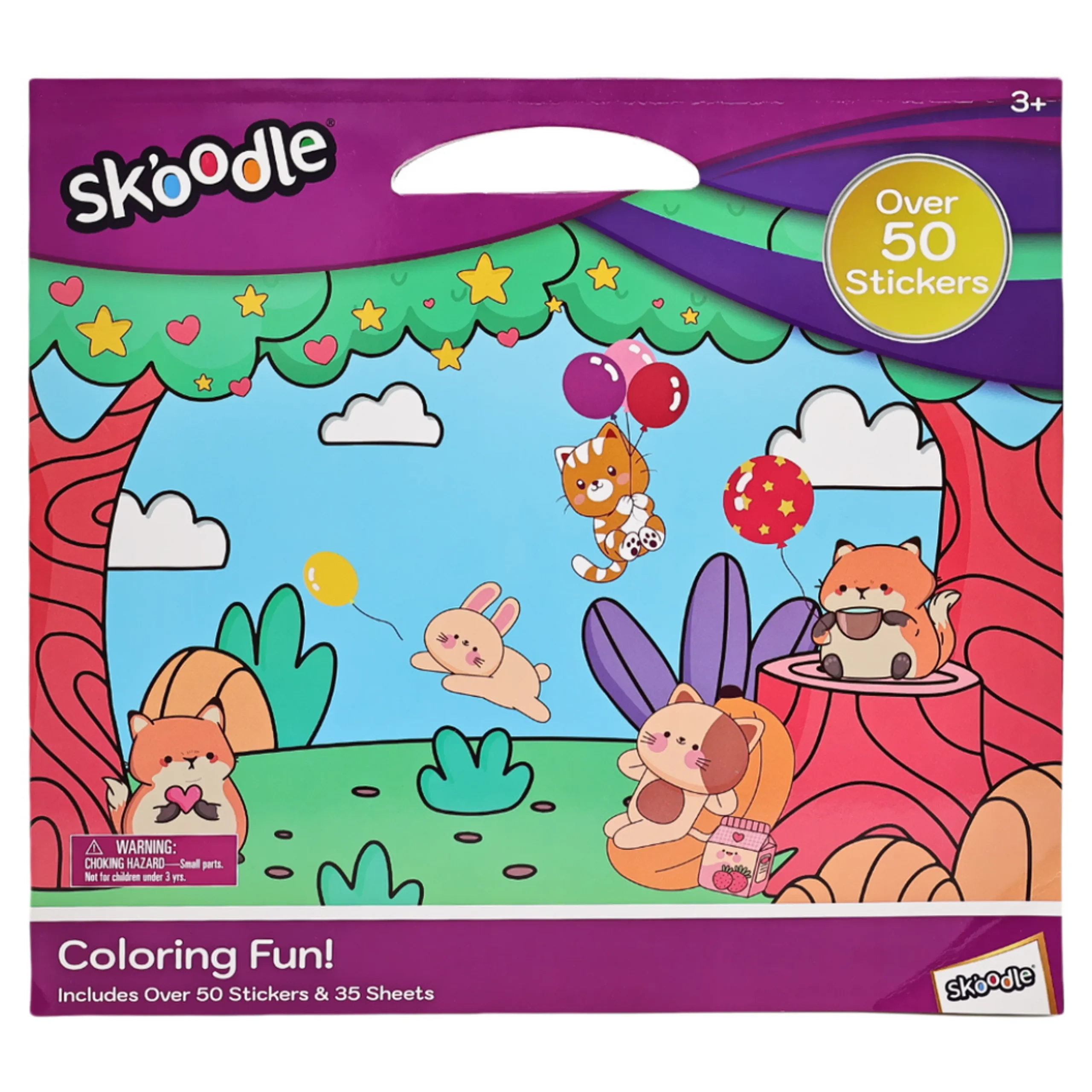 SKOODLE Coloring Fun Stickers & Color Sheets Art & Craft Kit - 35 Fun Colouring Sheets 50 Vibrant Stickers