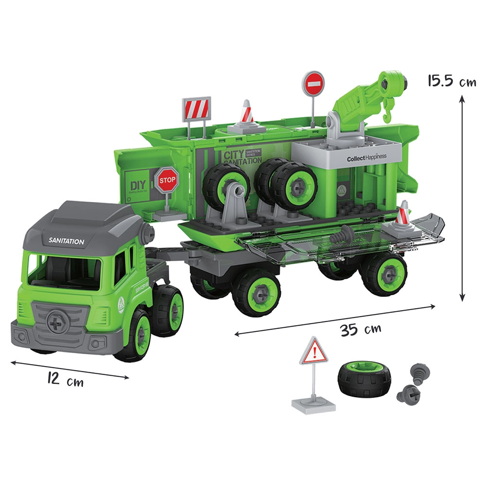 Sanitation Truck - 103pcs Green + Mini Truck