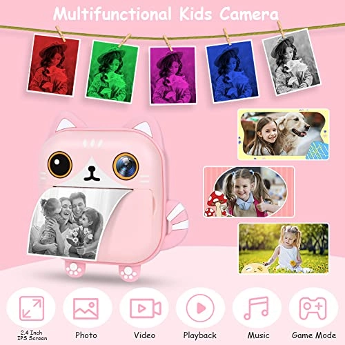 Instant Print Camera - 2.4-inch 12MP 1080P
