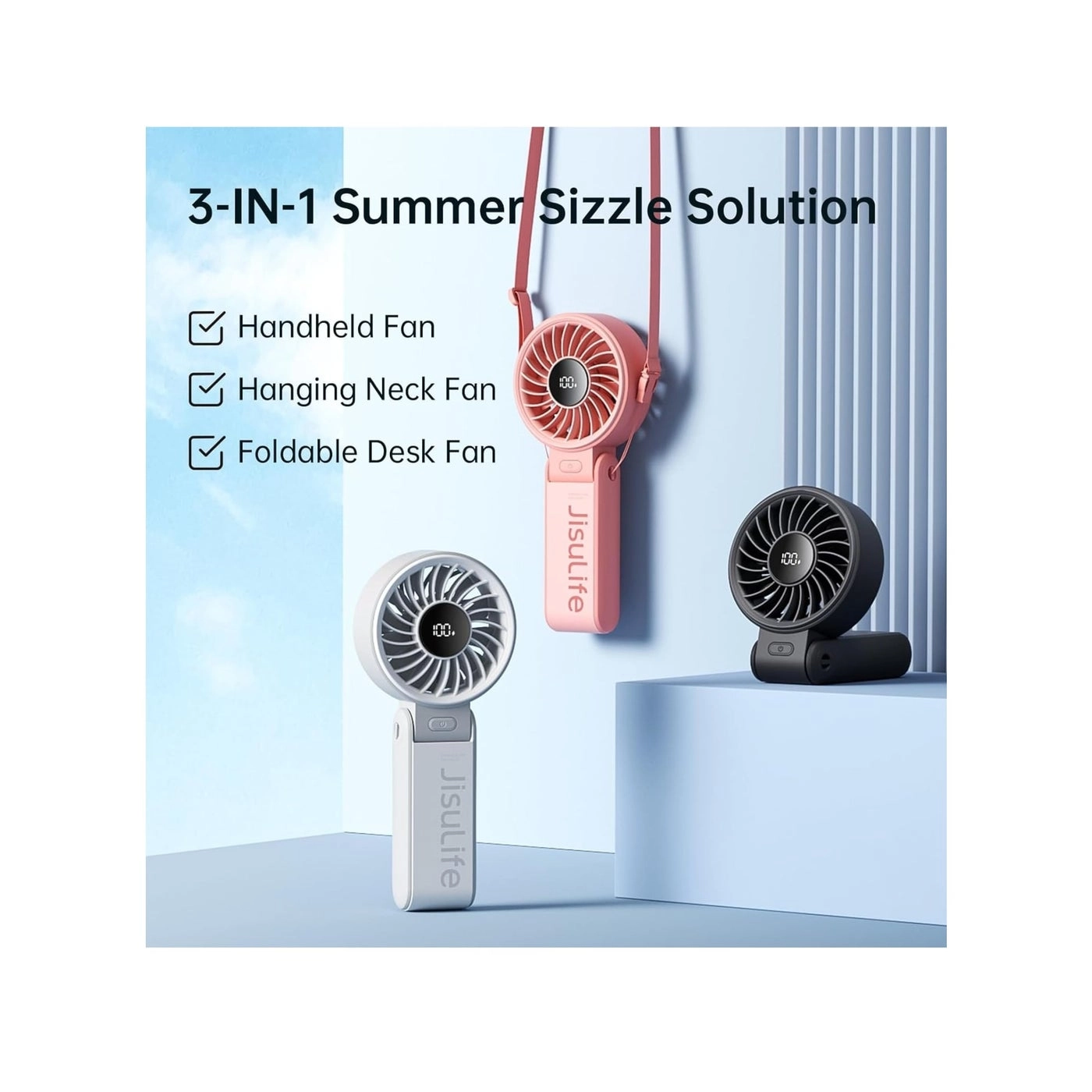 Portable Handheld Fan - 2024 LED Display 3 IN 1