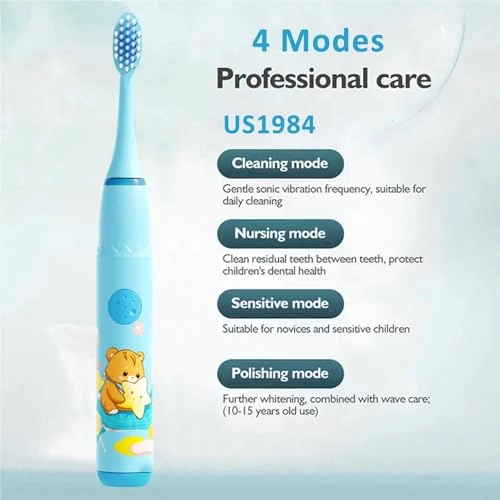 Sonic Electric Toothbrush - 4 Modes 3 Brush Heads Rechargeable