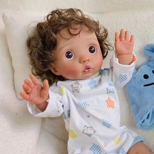 Peeka Reborn Baby Doll - 16 Inch Vinyl Dark Brown Skin Ages 3+