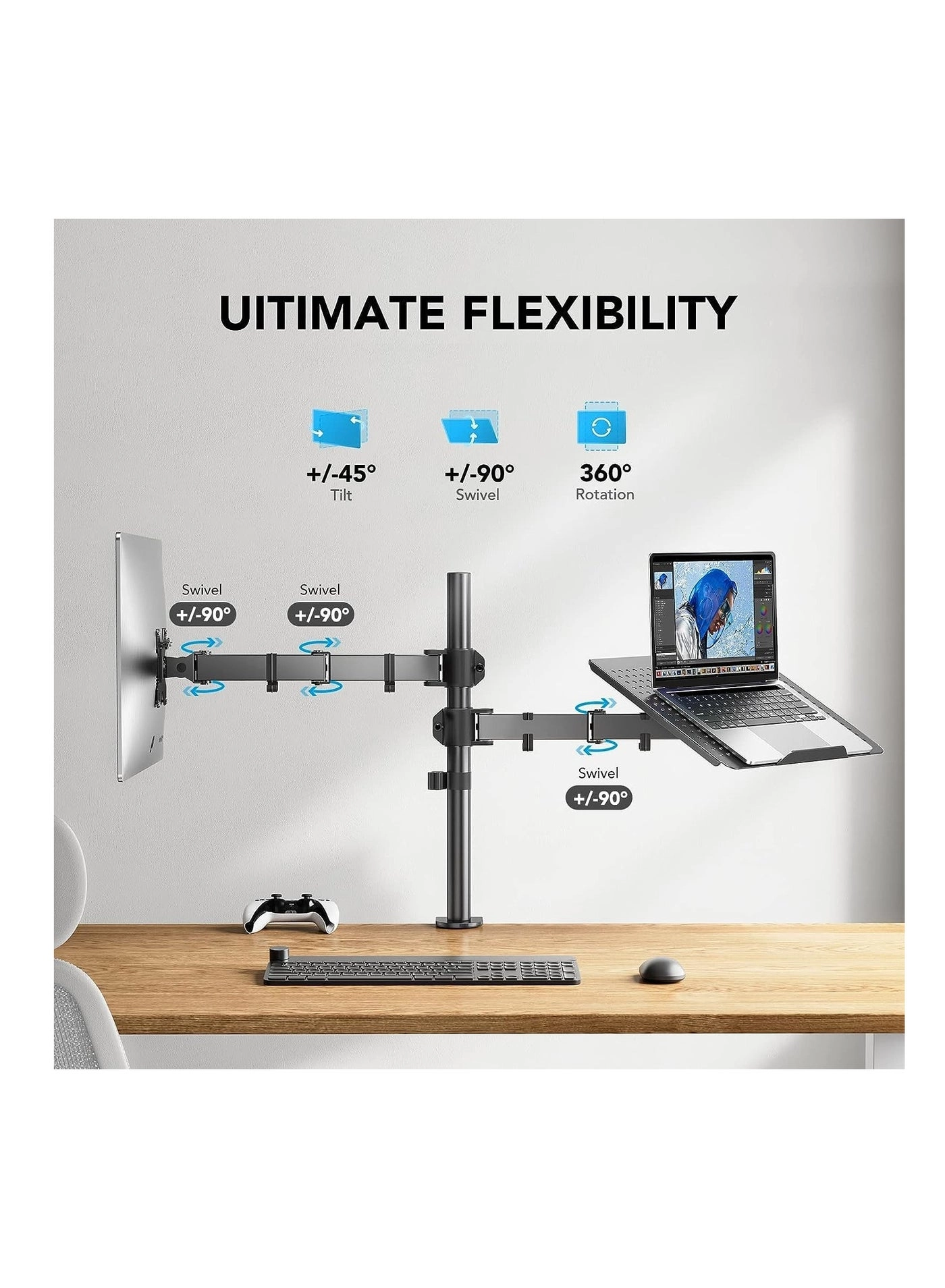 Single Monitor Arm Mount - 38 in 75x75mm 100x100mm