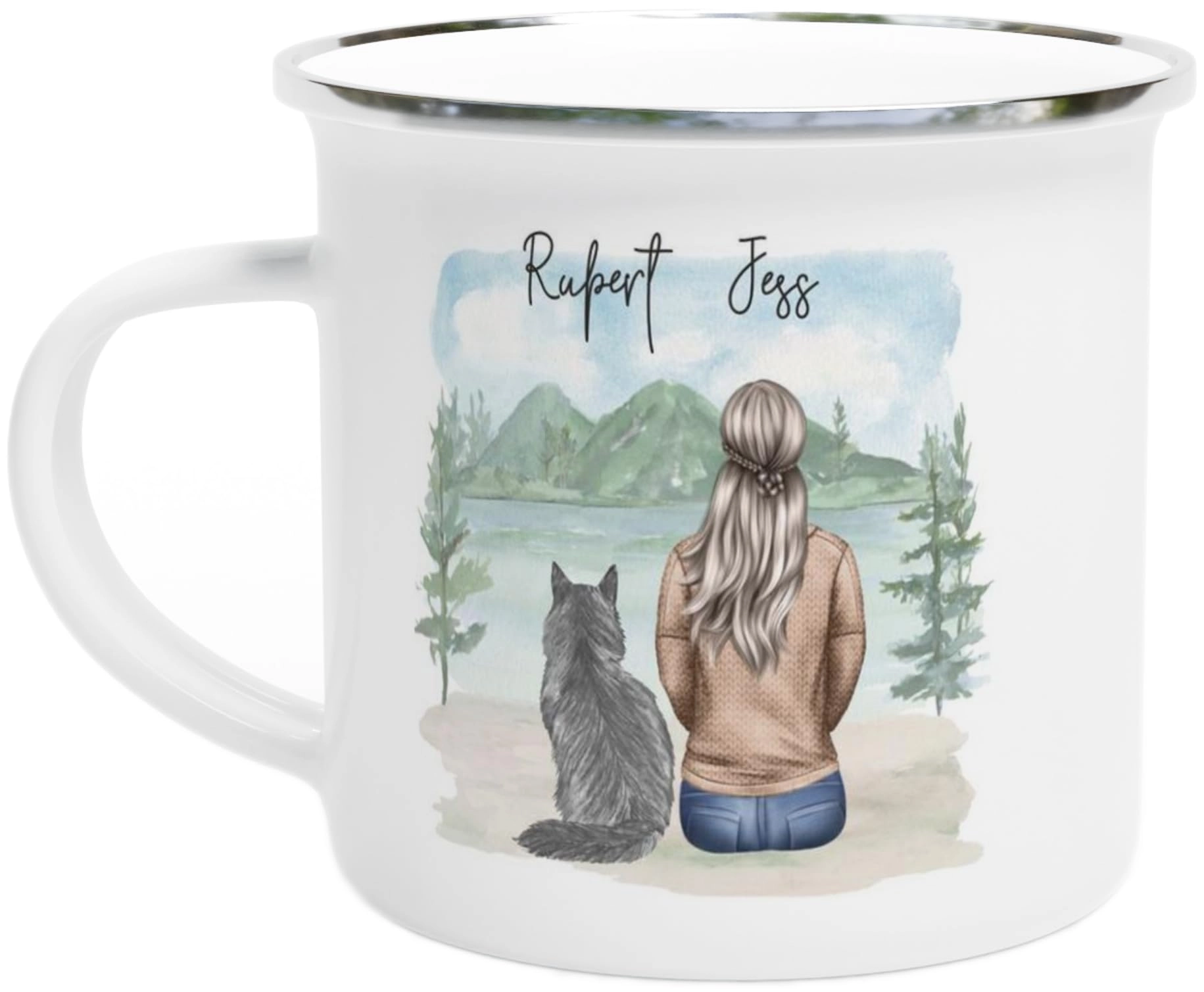 engravables Personalised Dog Lover Enamel Mug - 1 pcs Custom dog breed illustration